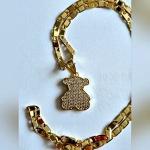 Chain size 18 inch with Bear pendant in 14k Laminated Gold.